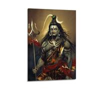 WXYZZB Poster Frame Canvas Wall Art Prints for Home Decor - Hinduism Poster Majestic Shiva on Dramatic Dark Background 24x36inch(60x90cm) Picture Frame Artwork