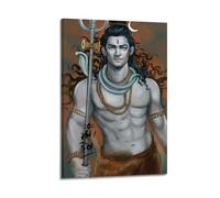 WXYZZB Poster Frame Canvas Wall Art Prints for Home Decor - Hinduism Poster Powerful Shiva with Trident And Snake Necklace, Against An Orange Background 24x36inch(60x90cm) Picture Frame Artwork