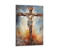 WXYZZB Poster Frame Canvas Wall Art Prints for Home Decor - Watercolor Jesus Crucifixion Martyr Figure 20x30inch(50x75cm) Picture Frame Artwork