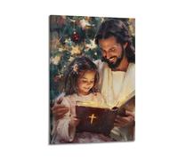 WXYZZB Poster Frame Canvas Wall Art Prints for Home Decor - Watercolor Jesus Holy Book Sharing Characters 24x36inch(60x90cm) Picture Frame Artwork