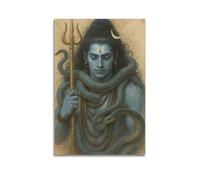 WXYZZB Poster Unframe Canvas Wall Art Prints for Home Decor - Hinduism Poster Blue Hued Shiva with Snake And Trident, in An Ancient Inspired Setting 16x24inch(40x60cm) Picture Unframe Artwork