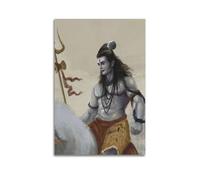 WXYZZB Poster Unframe Canvas Wall Art Prints for Home Decor - Hinduism Poster Dynamic Shiva with Trident, Riding on A Bull, in A Mythical Landscape 20x30inch(50x75cm) Picture Unframe Artwork