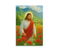 WXYZZB Poster Unframe Canvas Wall Art Prints for Home Decor - Jesus Religion Poppy Field Admiration 12x18inch(30x45cm) Picture Unframe Artwork