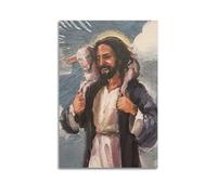 WXYZZB Poster Unframe Canvas Wall Art Prints for Home Decor - Jesus Religion Shoulder Lamb Caring Figure 24x36inch(60x90cm) Picture Unframe Artwork