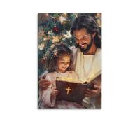 WXYZZB Poster Unframe Canvas Wall Art Prints for Home Decor - Watercolor Jesus Holy Book Sharing Characters 20x30inch(50x75cm) Picture Unframe Artwork