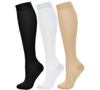 WXZOS Compression Socks for Men & Women - 20-30 mmHg Graduated Support, Anti-Slip Cuff - Sport Calf Sleeve for CyclingRunning/Travel/Nursing - 3Pair, S/M