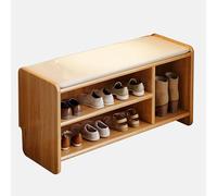 WXZXWXZX Entryway Wooden Shoe Bench with Storage Wood Shoe Organizer Rack for Front Door Entrance Entry Hallway Bench Seat for Living Room Bedroom Dinning Room Entryway(Wood color,100cm/39.4in)