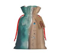 WXZYFP Aerial view of the beach Linen drawstring gift bag, Christmas, birthday, party gift packaging, easy to wash