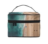 WXZYFP Aerial view of the beach Travel cosmetic bag, essential for outdoor travel enthusiasts, has a simple internal structure., Black, One Size