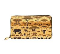 WXZYFP African grassland animals Leather long wallet, double-sided printing, microfiber leather material, unisex, waterproof and durable