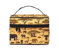 WXZYFP African grassland animals Multifunctional portable cosmetic bag with internal and external layered design, easy to organize various supplies.