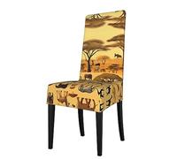 WXZYFP African Grassland Animals Removable Dining Chair Cover, Stretch Material, Quick Recovery Stretch Material, Rich Colors,
