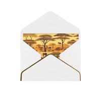 WXZYFP African grassland animals White Gold-edged pearlescent paper greeting card, the paper is thick and tough, and it can be opened and closed by folding.