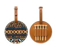 WXZYFP African Tribal Ethnic Texture Brown Single-sided printed PU leather golf tee storage bag, 5-tack design with a 20cm belt clip.