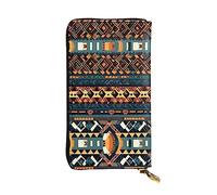 WXZYFP African Tribal Ethnic Texture Double-sided printed leather long wallet, unisex, 12 credit card slots, 3 cash slots