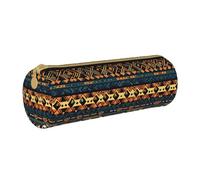 WXZYFP African Tribal Ethnic Texture Environmentally friendly cross-grain leather pencil case, lightweight and portable, suitable for daily use.