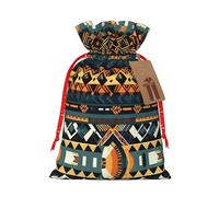 WXZYFP African Tribal Ethnic Texture Linen drawstring gift bag, Christmas, birthday, party gift packaging, easy to wash