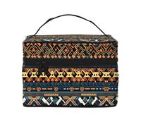 WXZYFP African Tribal Ethnic Texture Multifunctional portable cosmetic bag with internal and external layered design, easy to organize various supplies.