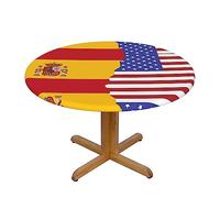 WXZYFP American Spain Flag A Variety of Round Table Covers, Made of 100% Polyester, can Protect The Tabletop.