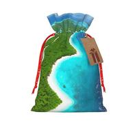 WXZYFP An island in the ocean Linen drawstring gift bag, Christmas, birthday, party gift packaging, easy to wash