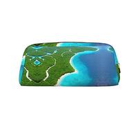 WXZYFP An island in the ocean The pencil case is made of cross-grain leather (PVC), 100% polyester lining, and full-screen printing