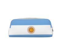 WXZYFP Argentine flag The pencil case is made of cross-grain leather (PVC), 100% polyester lining, and full-screen printing