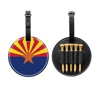 WXZYFP Arizona Flag Black Single-sided printed PU leather golf tee storage bag, 5-tack design with a 20cm belt clip.