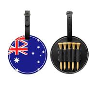 WXZYFP Australian flag Black Single-sided printed PU leather golf tee storage bag, 5-tack design with a 20cm belt clip.