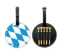 WXZYFP Bavarian flag Black Single-sided printed PU leather golf tee storage bag, 5-tack design with a 20cm belt clip.