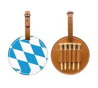 WXZYFP Bavarian flag Brown Single-sided printed PU leather golf tee storage bag, 5-tack design with a 20cm belt clip.