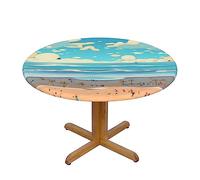 WXZYFP Beach Cartoon A Variety of Round Table Covers, Made of 100% Polyester, can Protect The Tabletop.