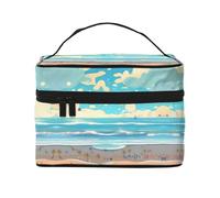 WXZYFP Beach cartoon Travel cosmetic bag, essential for outdoor travel enthusiasts, has a simple internal structure., Black, One Size