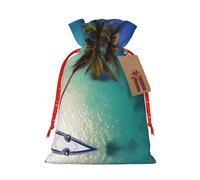 WXZYFP Beach Coconut Sunshine Linen drawstring gift bag, Christmas, birthday, party gift packaging, easy to wash