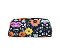 WXZYFP Beautiful colourful flowers The pencil case is made of cross-grain leather (PVC), 100% polyester lining, and full-screen printing