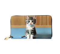 WXZYFP Bedroom kitten Leather long wallet, double-sided printing, microfiber leather material, unisex, waterproof and durable