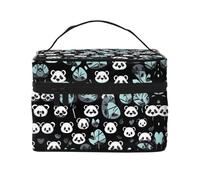 WXZYFP Black and white panda face Multifunctional portable cosmetic bag with internal and external layered design, easy to organize various supplies.