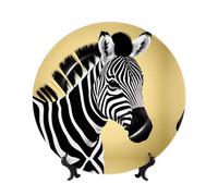 WXZYFP Black and white zebra 6in Imitation bone china decorative plate, can be stood or hung.