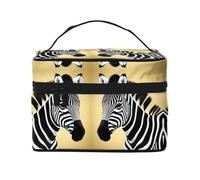 WXZYFP Black and white zebra Multifunctional portable cosmetic bag with internal and external layered design, easy to organize various supplies.
