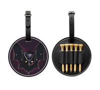 WXZYFP Black Ghost Bat Black Single-sided printed PU leather golf tee storage bag, 5-tack design with a 20cm belt clip.