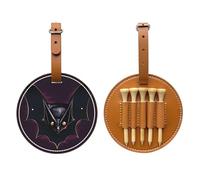 WXZYFP Black Ghost Bat Brown Single-sided printed PU leather golf tee storage bag, 5-tack design with a 20cm belt clip.