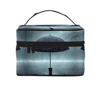 WXZYFP Black umbrella in the rain Travel cosmetic bag, essential for outdoor travel enthusiasts, has a simple internal structure., Black, One Size