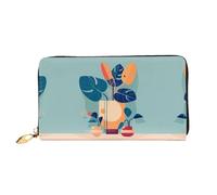WXZYFP Blue Orange Turtleback Bamboo Leather long wallet, double-sided printing, microfiber leather material, unisex, waterproof and durable, Black, One Size