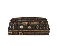 WXZYFP Bohemian style The pencil case is made of cross-grain leather (PVC), 100% polyester lining, and full-screen printing