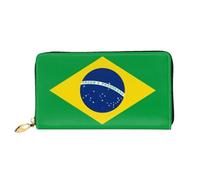WXZYFP Brazilian flag Leather long wallet, double-sided printing, microfiber leather material, unisex, waterproof and durable