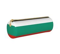 WXZYFP Bulgarian Flag Environmentally friendly cross-grain leather pencil case, lightweight and portable, suitable for daily use.