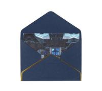 WXZYFP Cabin of the Future Blue Gold-edged pearlescent paper greeting card, the paper is thick and tough, and it can be opened and closed by folding.