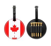WXZYFP Canadian flag Black Single-sided printed PU leather golf tee storage bag, 5-tack design with a 20cm belt clip.