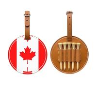 WXZYFP Canadian flag Brown Single-sided printed PU leather golf tee storage bag, 5-tack design with a 20cm belt clip.