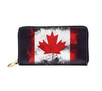 WXZYFP Canadian flag Leather long wallet, double-sided printing, microfiber leather material, unisex, waterproof and durable