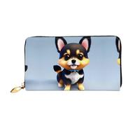 WXZYFP Card Love Fancy Puppy Leather long wallet, double-sided printing, microfiber leather material, unisex, waterproof and durable